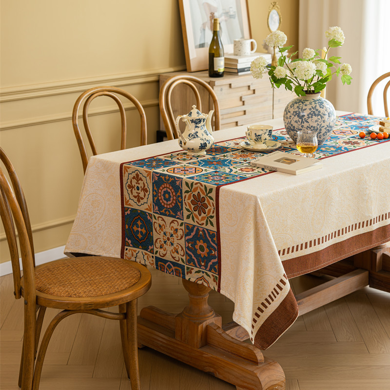 Cotton Fabric Tablecloth Tassels Stitching Washable Table Cloth for Wedding Party Dining Banquet Decoratio Christmas Table Cover