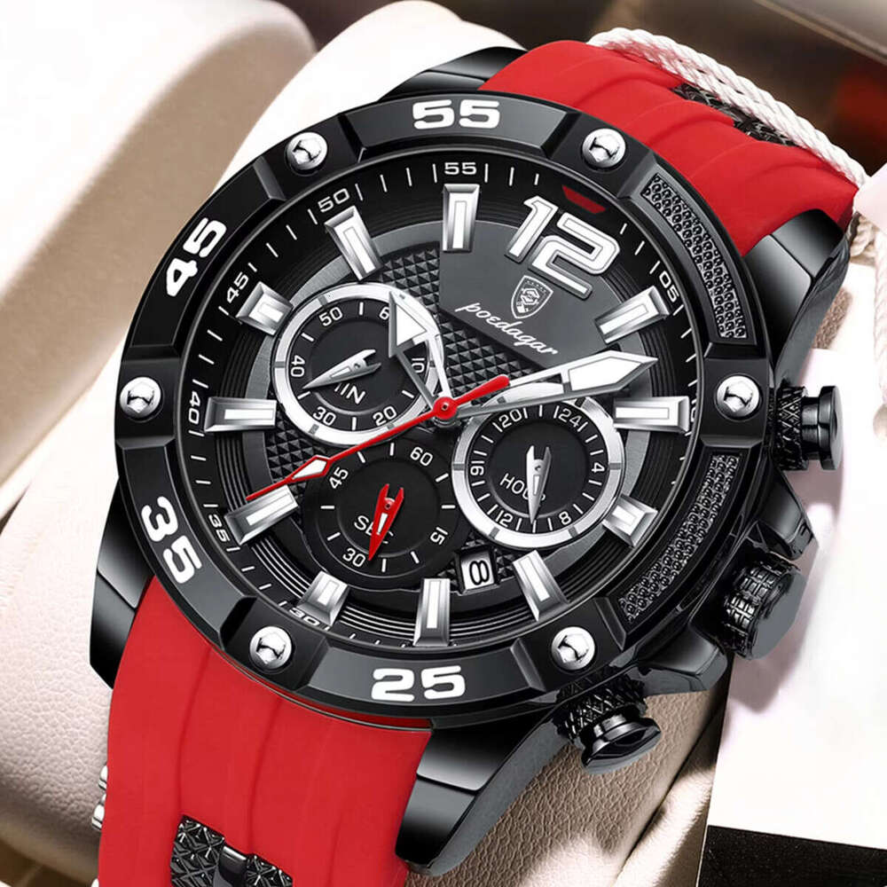 DHgargets Men's Sports Silicone Watch - 50M Waterproof Chronograph Quartz Wristwatch with Date & Tachymeter (Model 912)