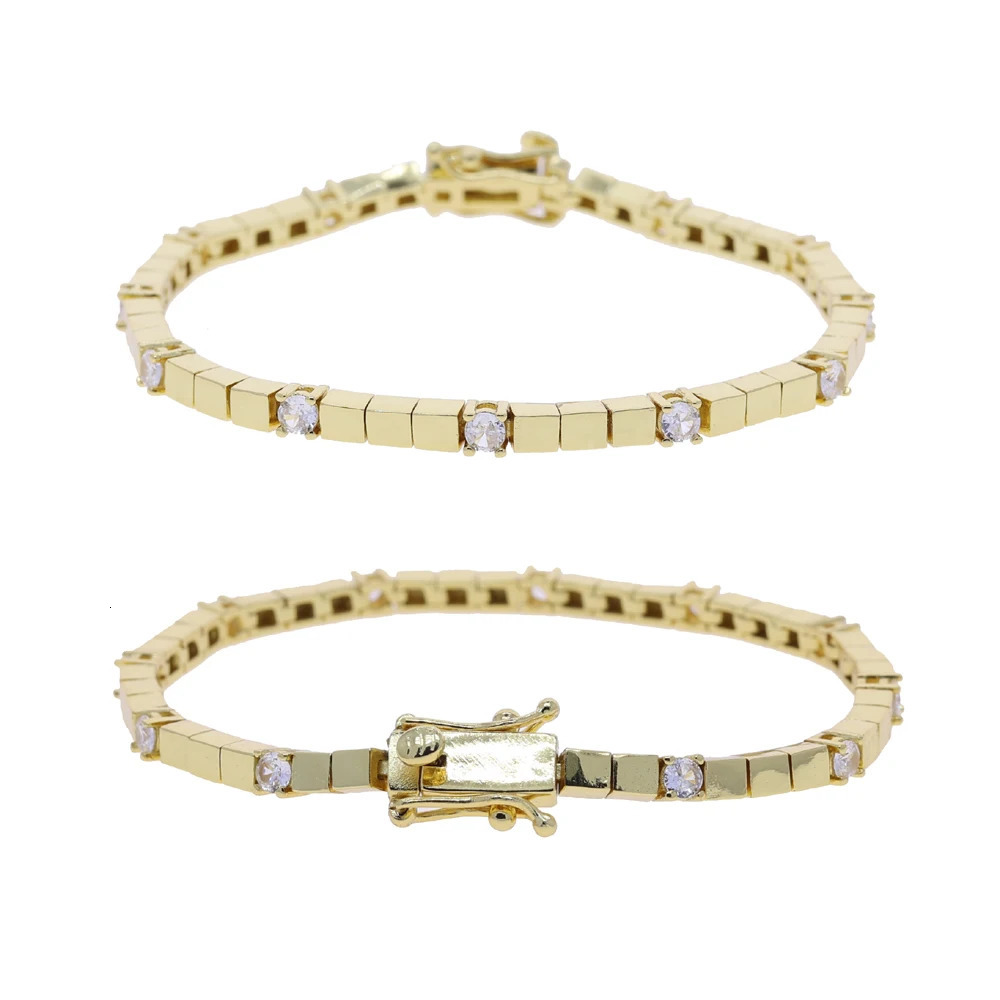 3MM Width Square Plain Beaded 5A Cubic Zirconia CZ Mix Sparking Tennis Chain Delicate Fashion Women Bracelet 250711