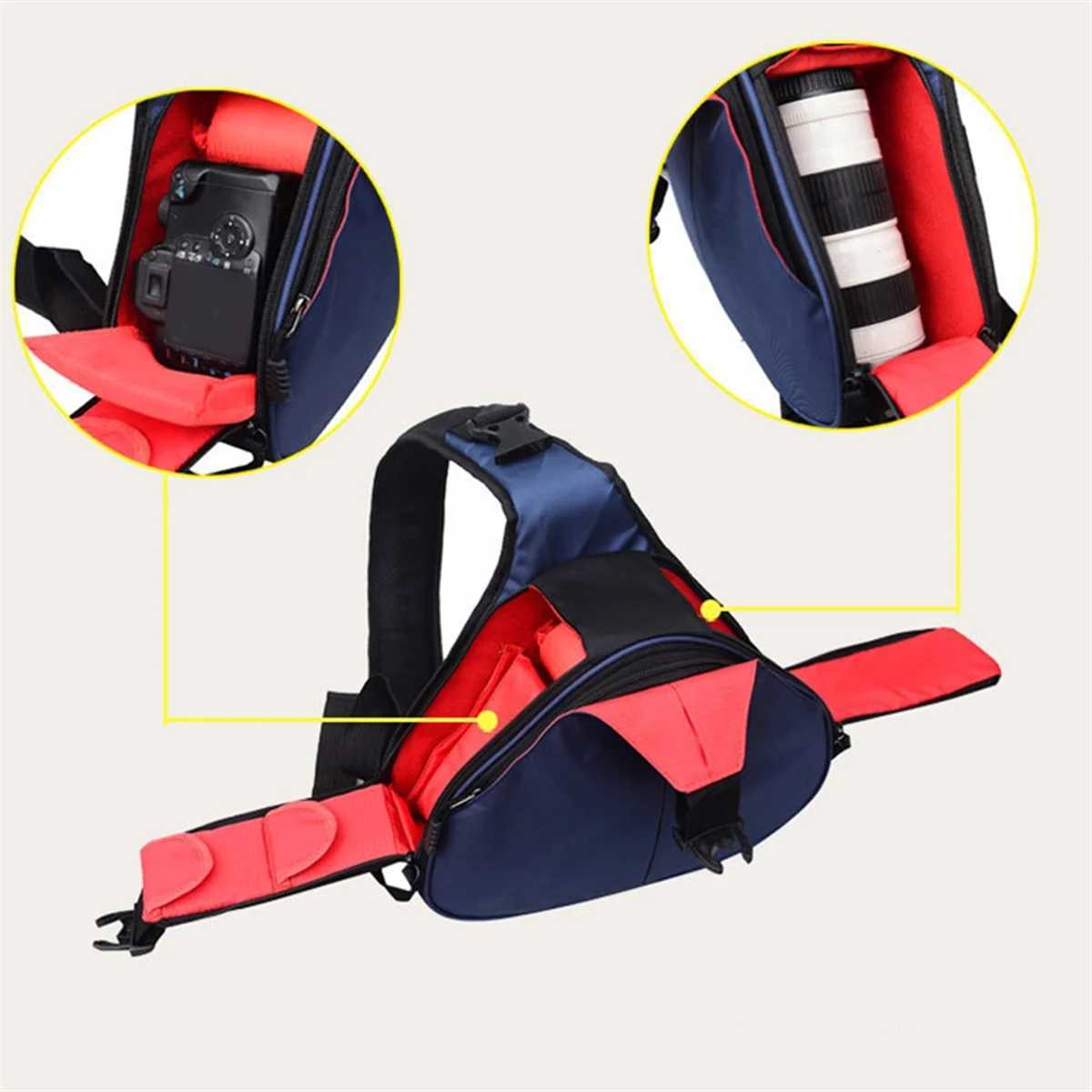 DSLR Shoulder Camera Bag Waterproof Travel Small Photography Bags Triangle Sling Bag for Digital Camera Black XY