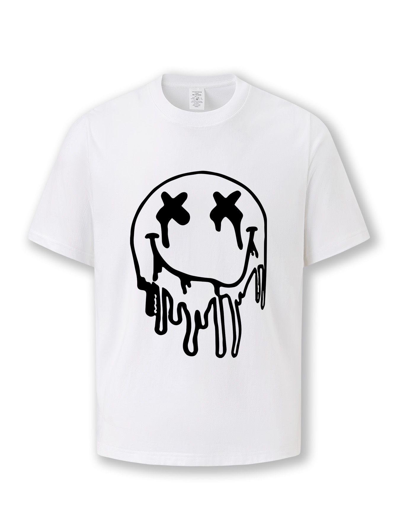 T-Shirts Summer casual short-sleeved cotton T-shirts for men and women, with round-neck tops featuring letter and smiley face patterns