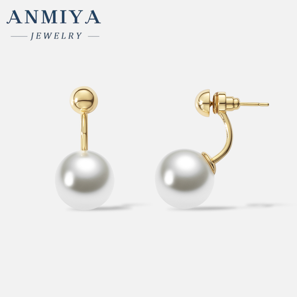 Korean Sterling Silver Pearl Crystal Earrings Gold Silver Color 925 Silver Stud Earrings for Women Jewelry