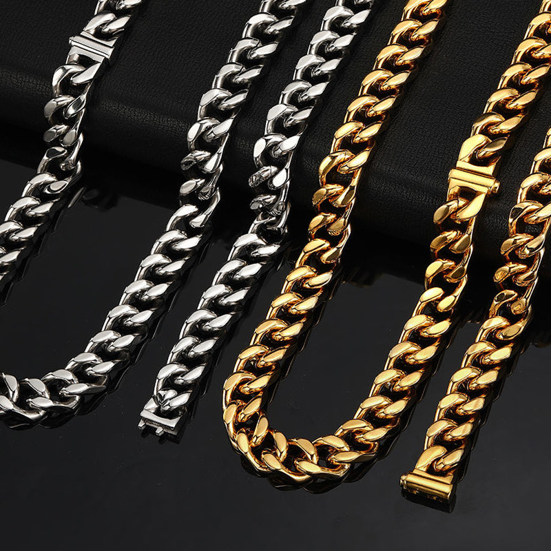 Luxury Jewelry Designer Jewelry Hot Selling European And American Style Thick Four-sided Polished Stainless Steel Chain Men's Bold Titanium Steel