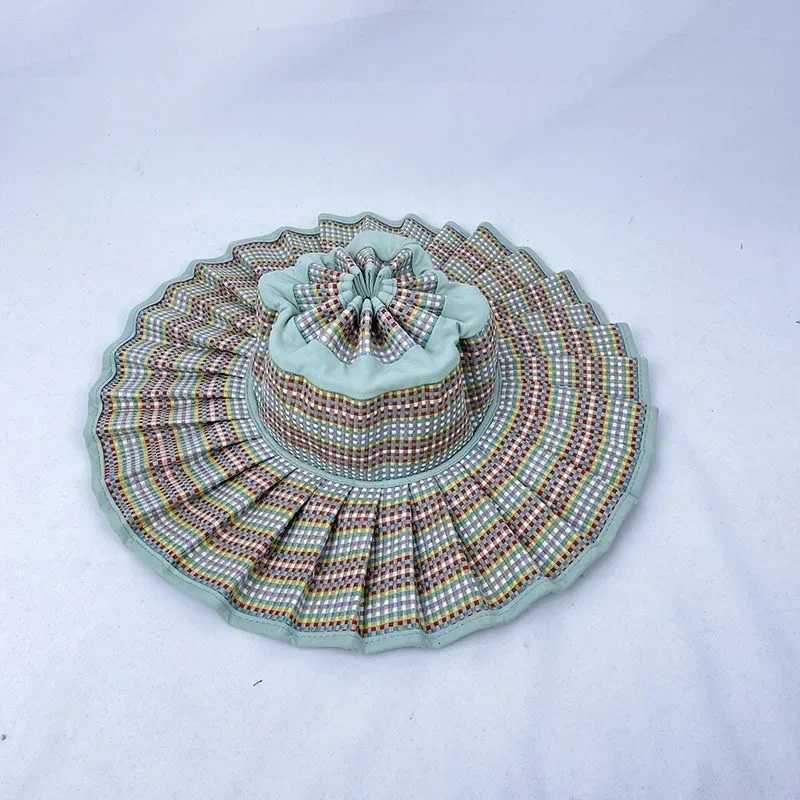 2K Parent-Child Summer Reversible Pleated Sun Hats for Women Casual Str Hat Outdoor Beach Shade Strs La Gorras Para Mujer W250715