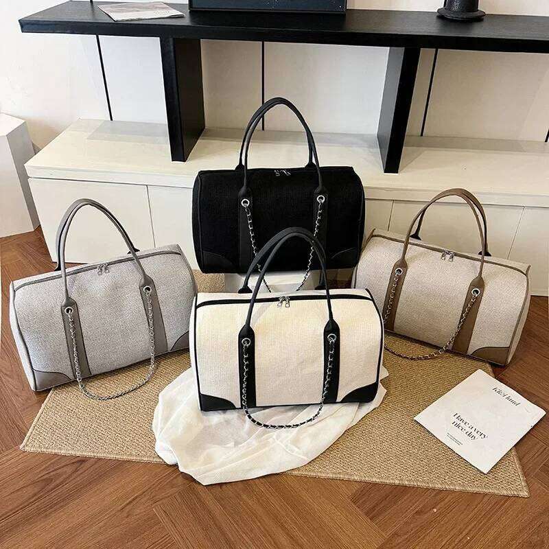 2025 New Commuter Travel Women's Large Capacity Canvas Handbags Simple Fashion Shoulder Chain Tote Bag
