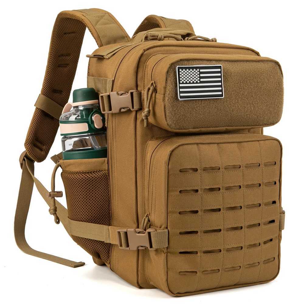 25L GYM Tactical Backpacks for Men Survival Laser Cut Molle Daypack Small Bug Out Bag Hunting Rucksack with Dual Cup Holders