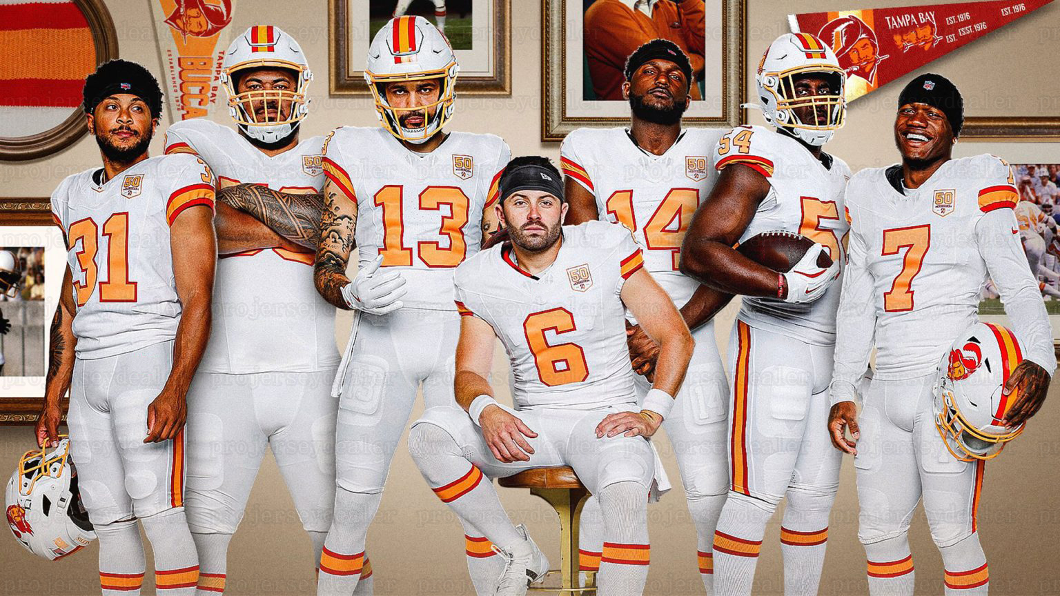 Baker 6 Mayfield Tom 12 Brady 2025 Football Jerseys Mike Evans Bucky Irvin Chris Godwin Jr. Emeka Egbuka Vita Vea Custom