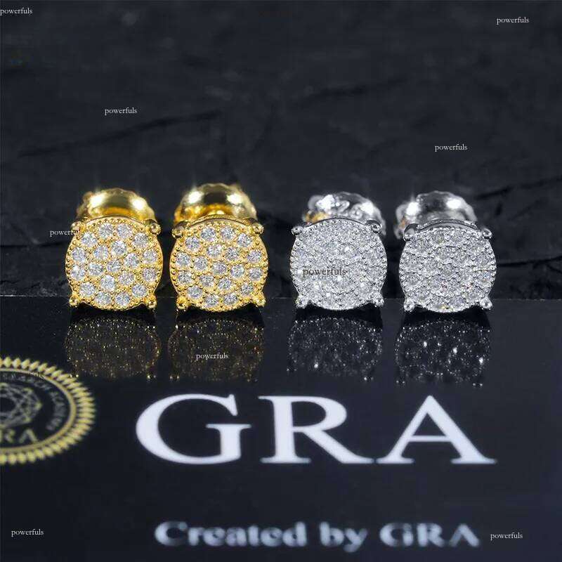 Mens Hip Hop 14 Moissanite Dia Earrings Designer sterling sier Jewelry Ear Stud Womens Fashion Gold Round Zircon Earring For Men Women HIPHOP