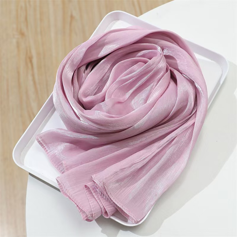 T1222 Spring and summer thin scarf solid color headscarf simple sun protection warm shawl silk scarf female scarf