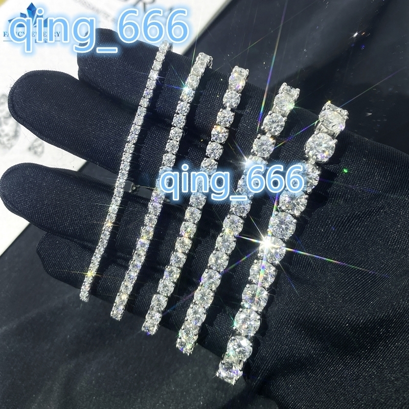Fine Jewelry Women Micro Paved Cuban Bracelets D VVS Lab Diamond Cuban Link Chain Iced Out 925 Silver Moissanite Tennis Bracelet