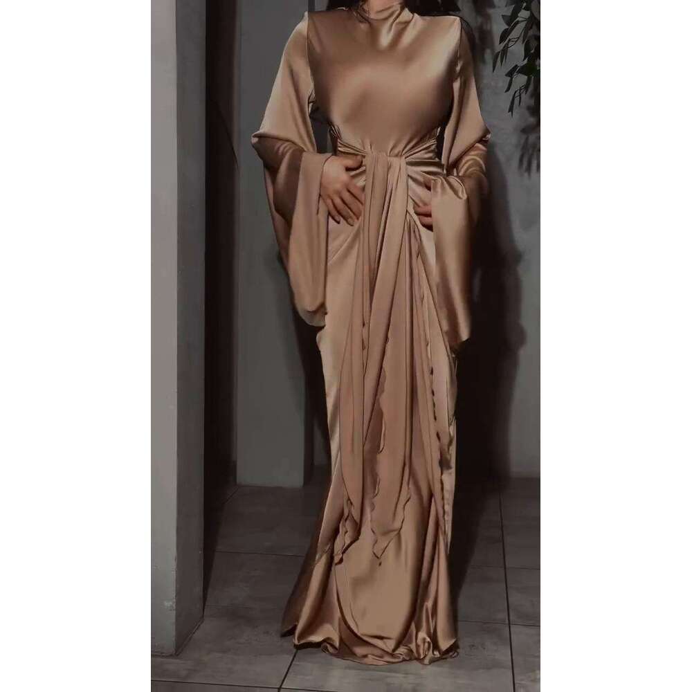 Spring New Women's Solid Color Satin Tie Loose Midi Skirt Fashion Set B5