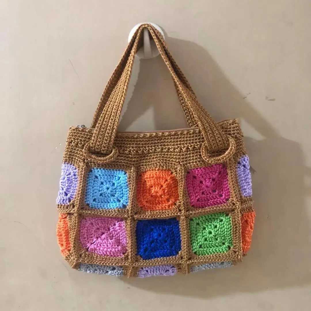 Handmade Bag Summer Bag Kintting Beach Bag Handmade bag shoulder bag Kintting tote bag Colorful hand bag