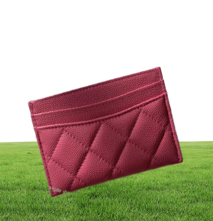 Holder C Red Calfskin caviar Wallets genuine leather men womens card holders coin purse pocket porte cartes de luxe top quality3119882