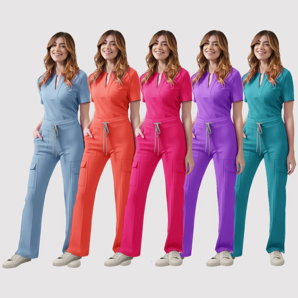 Scrubs Uniform Multi Short Sleeve Tops Pants Hospital Set Women Pet Shop Doctor Scrub Surgery Workwear Scrub Suit 250714