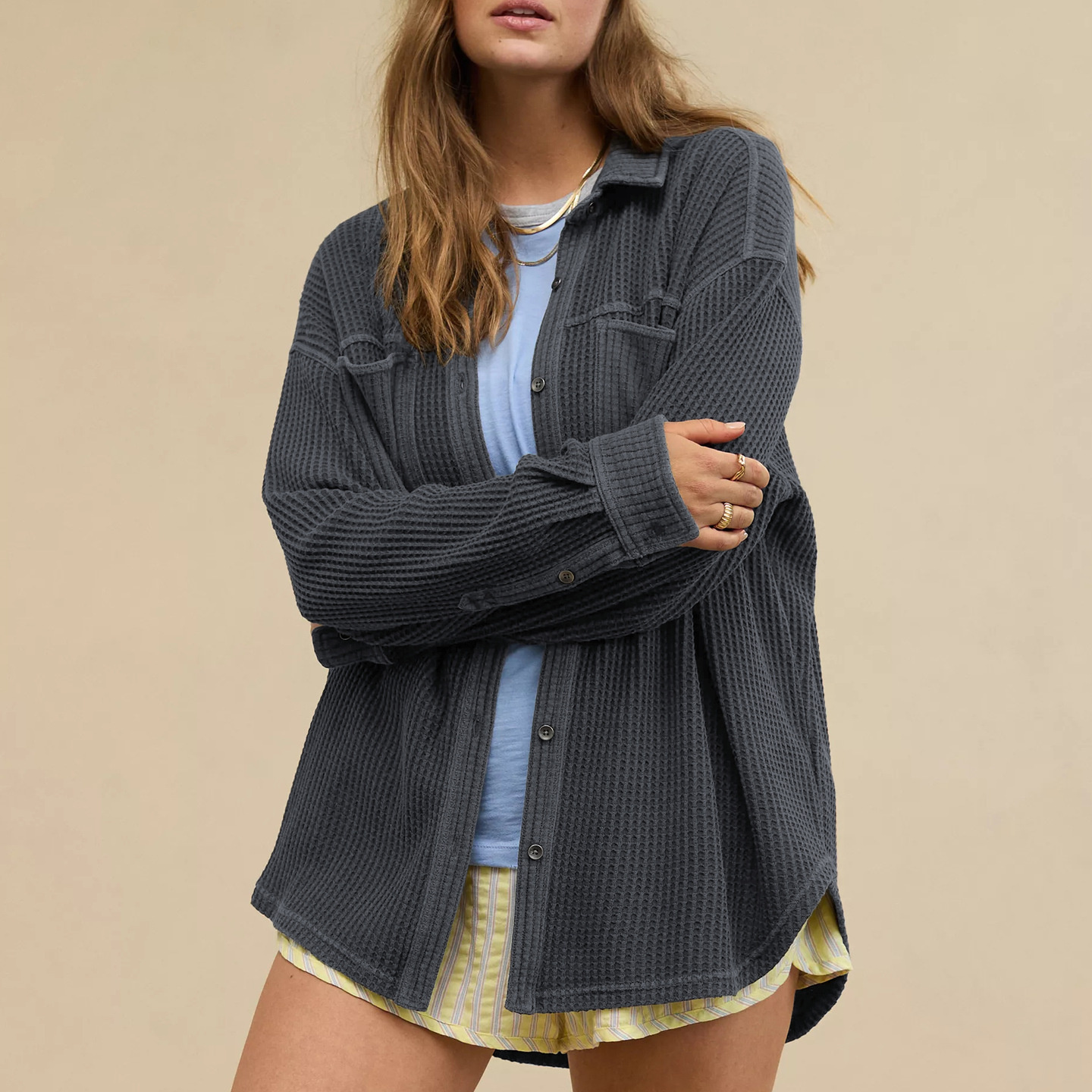 new Free shipping designer coat for women Button long sleeved warm jacket fashionable casual pocket high end cardigan