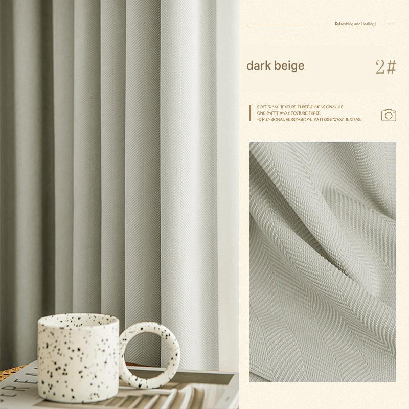 YL-36579 Herringbone Chenille Fabric Thickened Blackout Curtain Fabric New Bedroom Matcha Green Shaoxing Curtain Wholesale