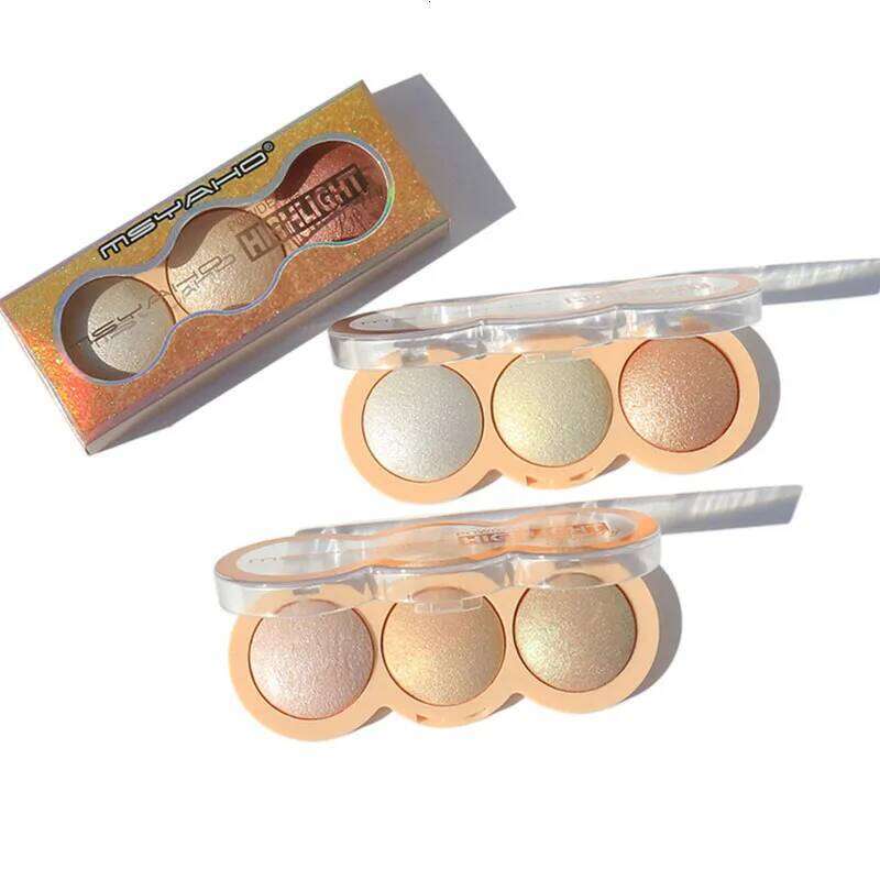 High Gloss Highlighter 3 Colors Baked Powder Brighten Contour Blush Waterproof Glitter Shimmer Fine Flash lasting Face Makeup X250715