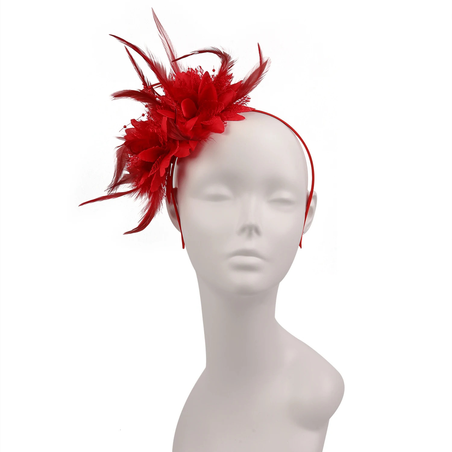 Flower Fascinators with Mesh Feather Headband Women PographParty headwear Cocktail Wedding Hair Accessories 250715