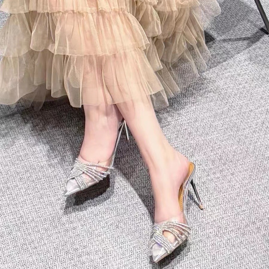 High Heeled Sandals In Spring And Summer, PVC Transparent Rhinestone Thin Women's High-Heeled Shoes For Women