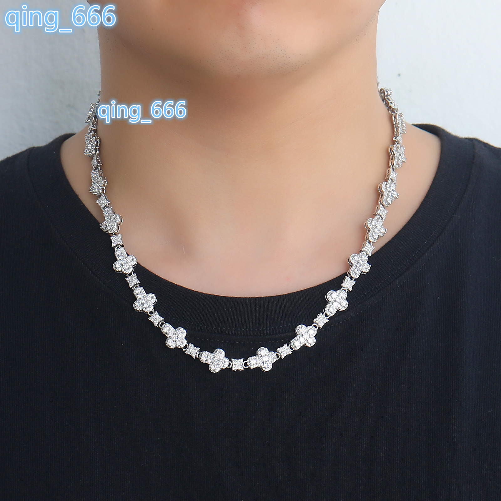 Hip-hop Jewelry 10mm Cross Star Necklace for Women HighGrade Clavicle Chain for Men Christian Religious Accessory