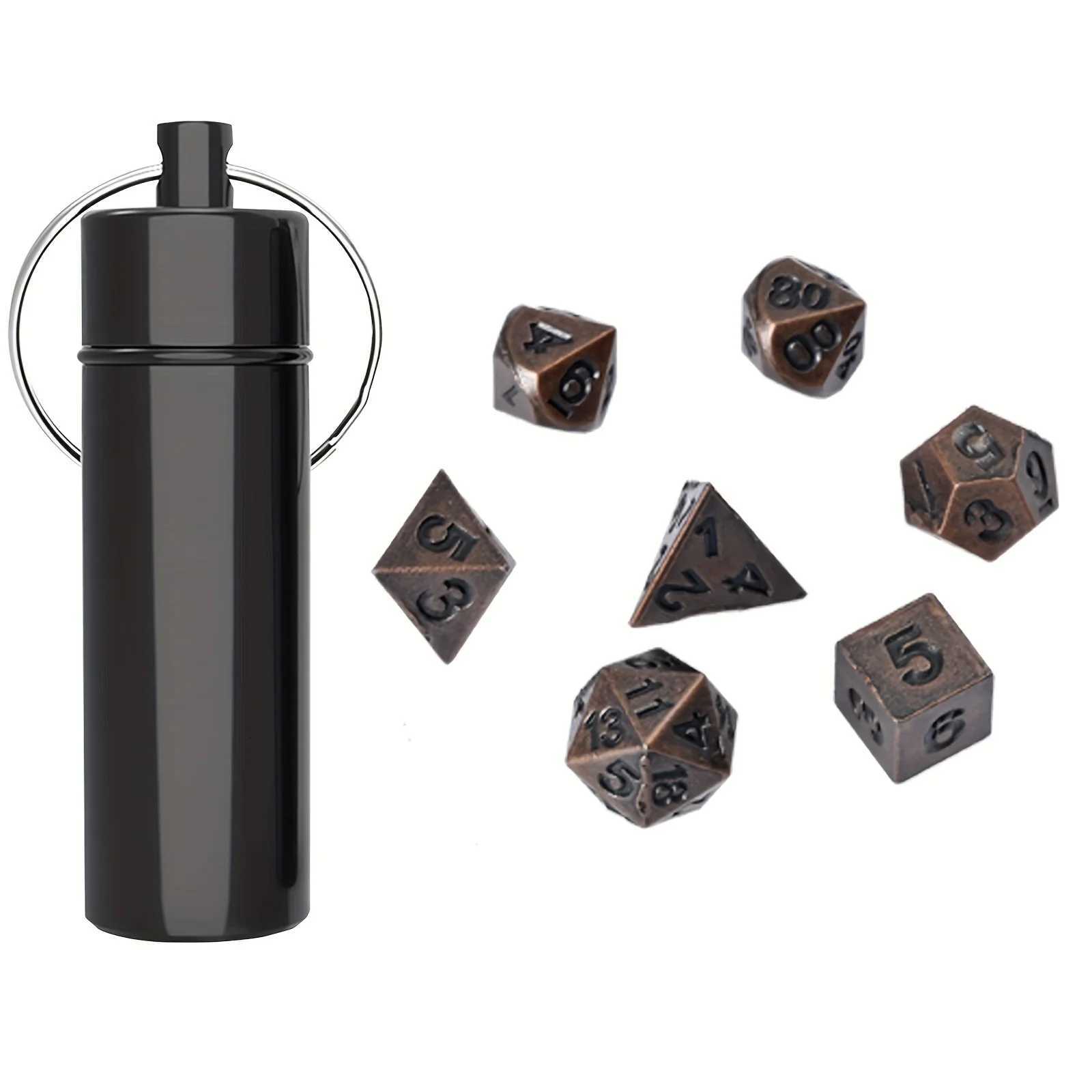 7pcs DND Mini Antique Iron Dice Set Bronze Polyhedral Metal Game Dice Set Tiny Portable Dice for Game Players X250715