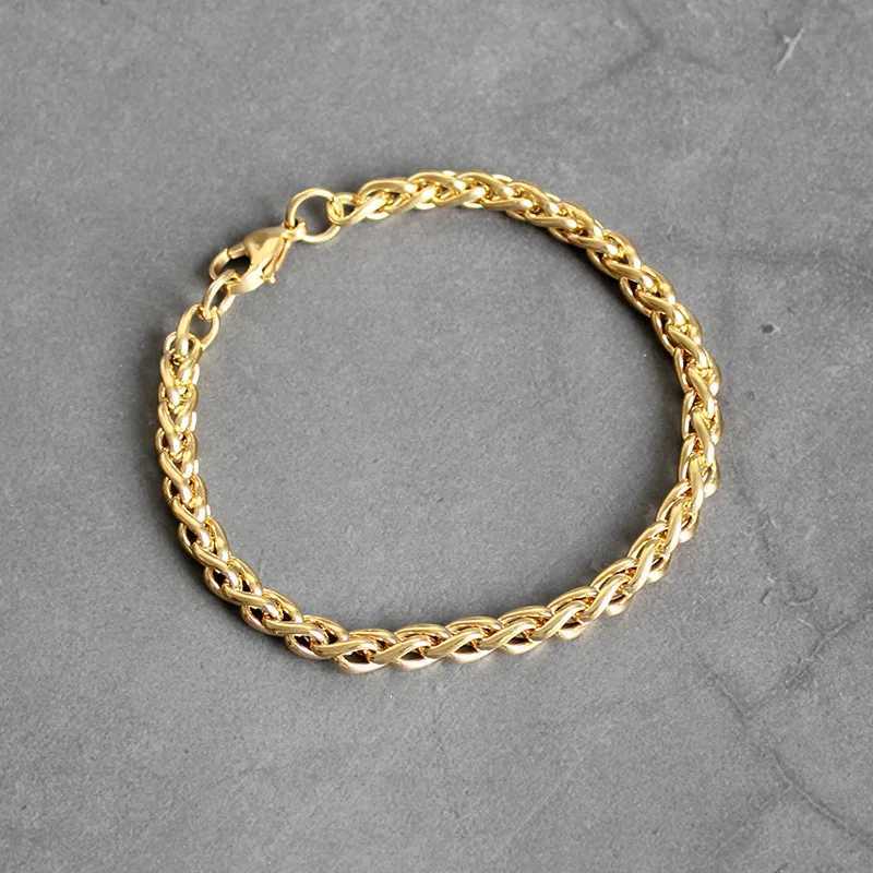 2020 New Stainless Steel Golden Keel Chain Bracelet Fashion Jewelry For Women and Men Wedding Birthday Party Gift 4/5/6MM XJ250715