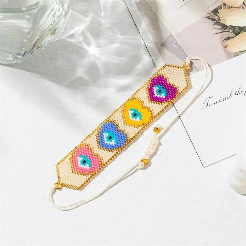 Boho Multicolor Miyuki Beads Heart Bracelet for Women Yoga Jewelry Bangle Charm Handmade Woven Rope Wristband waterproof Gift 250712