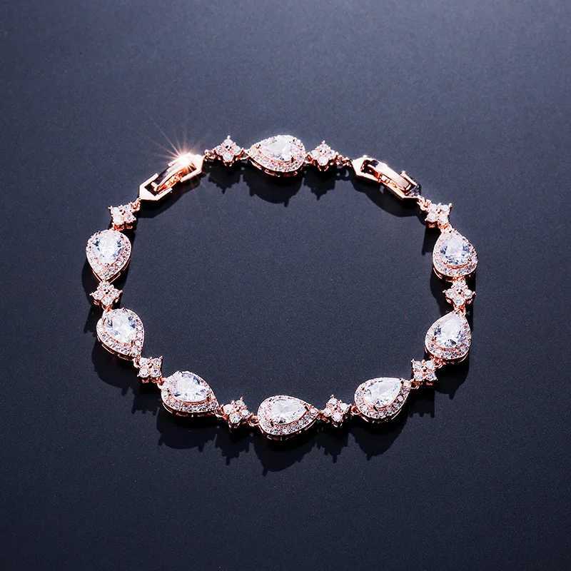 ZAKOL Classic Geometric Water Drop CZ Bracelet for Women Bridal Gorgeous Sparkling Zircon Party Wedding Jewelry XJ250715