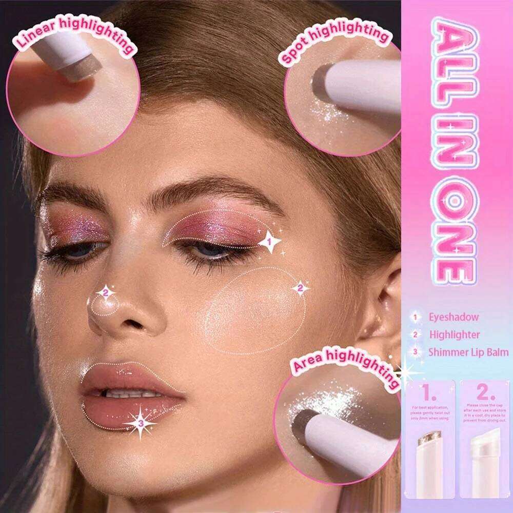 Jelly Eyeshadow Highlight Stick, Glitter Shimmer Long-Lasting High Pigment, Valentine's Day Party Beach Travel Holiday X250715