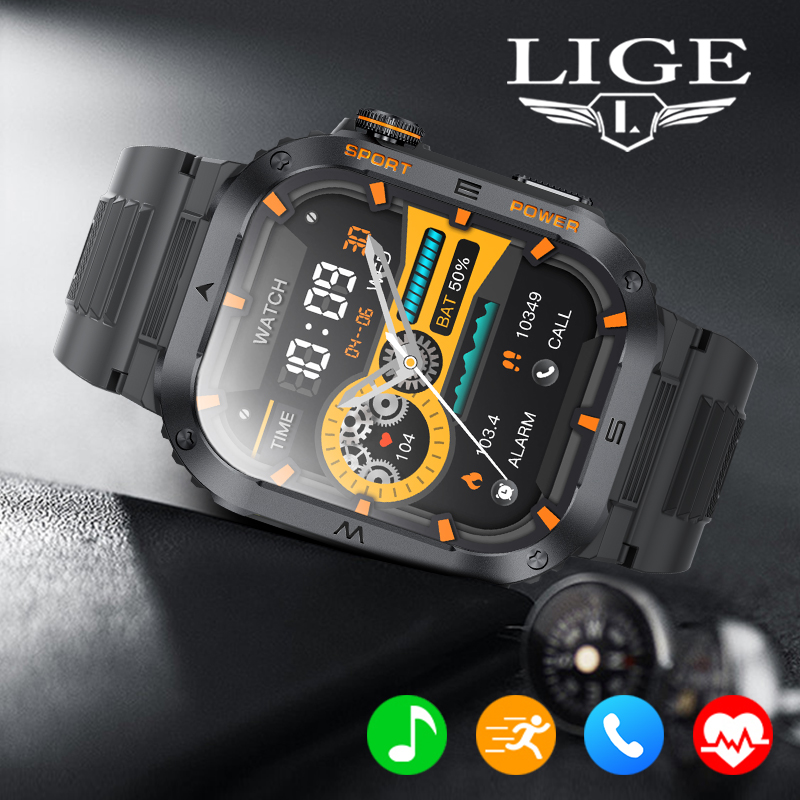 LIGE Women's Men's Smart Watch, 1.8-inch HD Smart Watch with 120 Sports Modes, Heart Rate/Sleep Monitoring, IP67 Waterproof, Bluetooth Call 