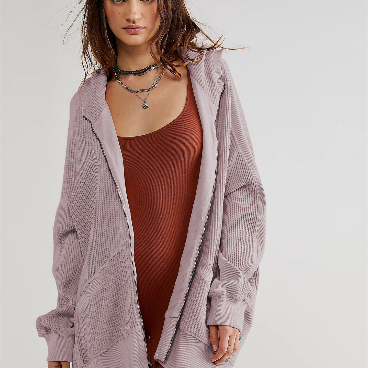 hot Free shipping designer for women Cardigan zipper versatile hoodie jacket women hoodie mid length jacket