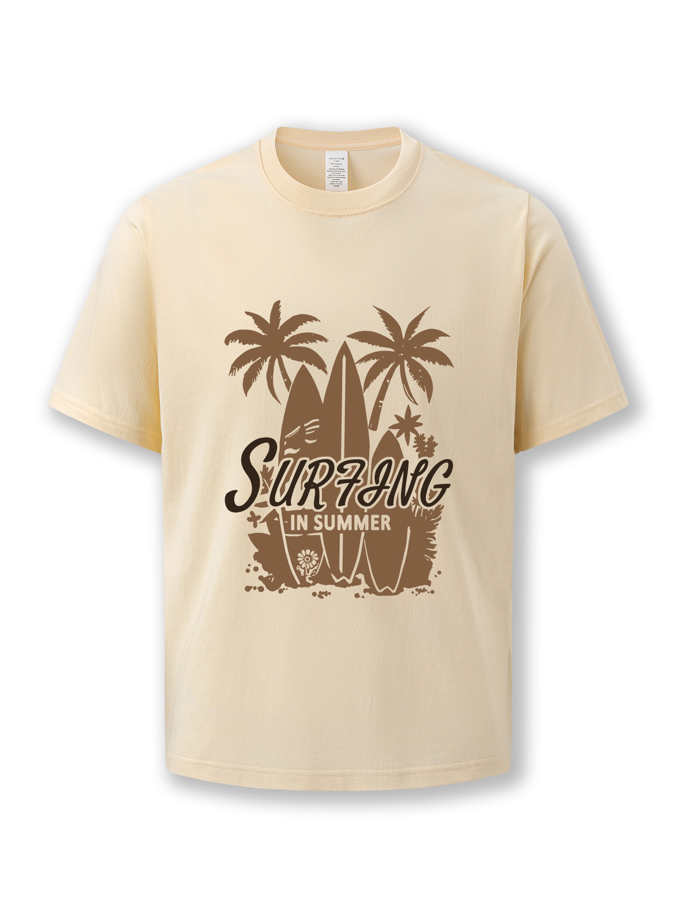 Men's summer casual short-sleeved cotton T-shirt, summer round-neck top with letter pattern design