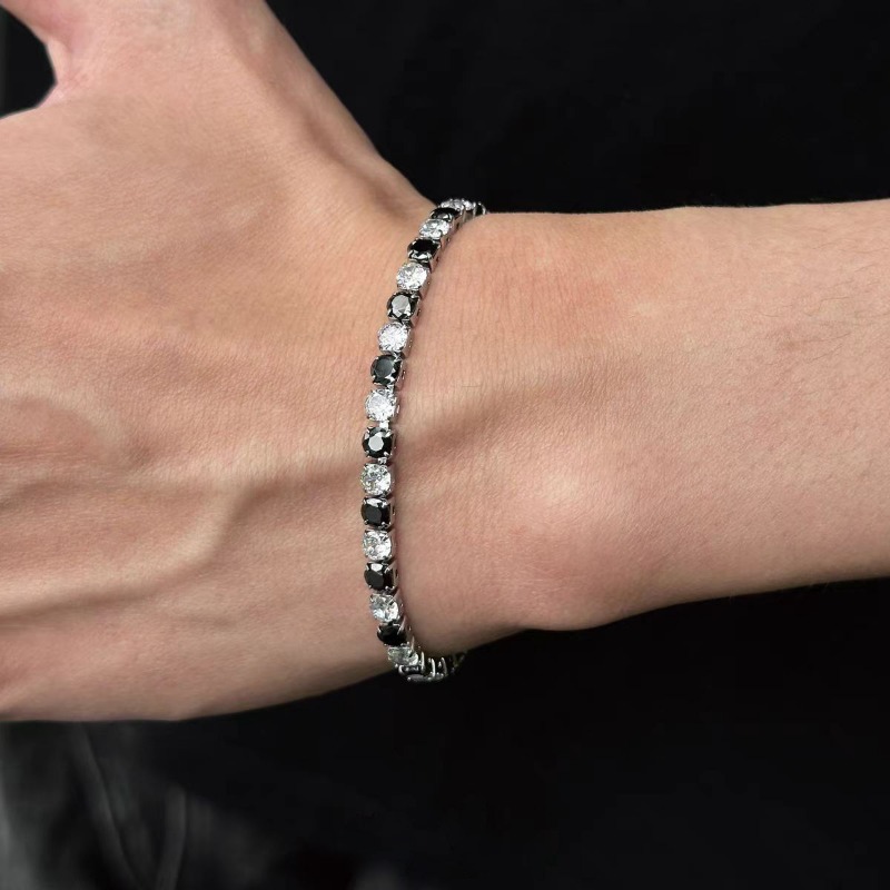 Titanium Steel Jewelry: Unisex Tennis Style Hip-Hop Charm Bracelet Featuring Non-Fade AAAAA Grade Cubic Zircons
