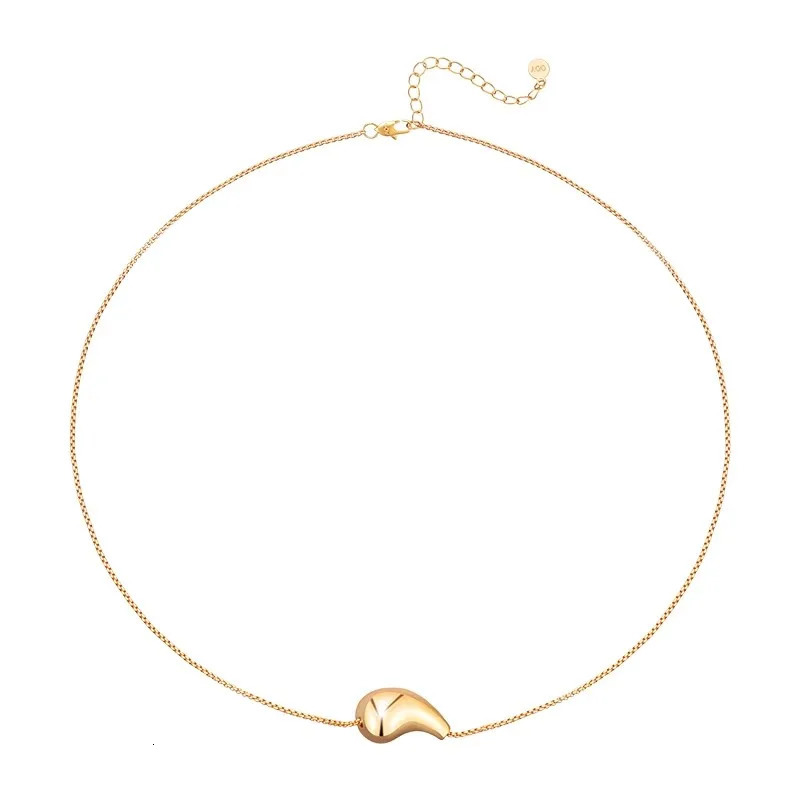 French Minimalist Water Droplet Pendant Necklace for Women Niche Vintage Fashion OL All-match Banquet Collarbone Chain 250711