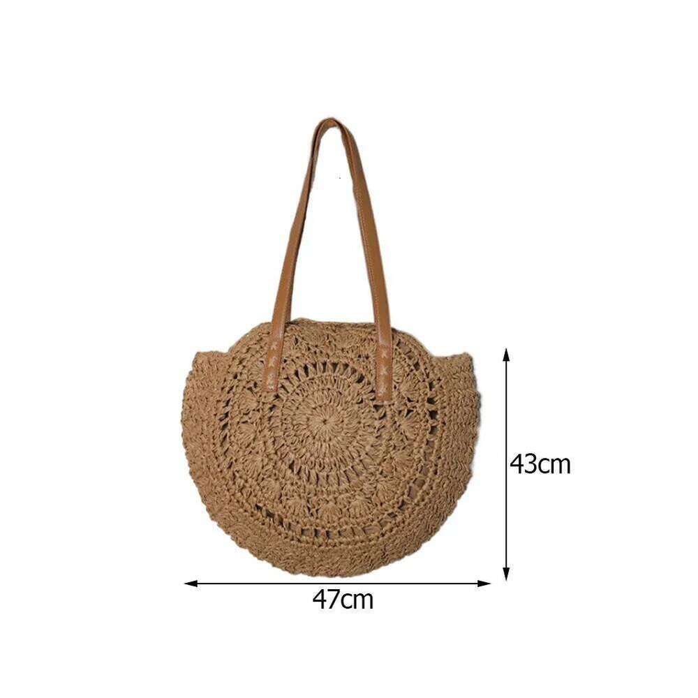 Ladies Woven Tote Handmade Summer Hollow Weaving Underarm Bag Fashion Casual Simple Portable Large Capacity For Seaside Holiday