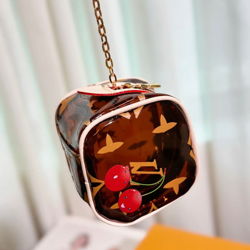 cherry 3D design Keychains TM Cube Coin Purse Earphone bag Phone Charm For Women designer Turtle Pouch Bag Charm genuine leather Key chains Fashion Mini Purse Keyring