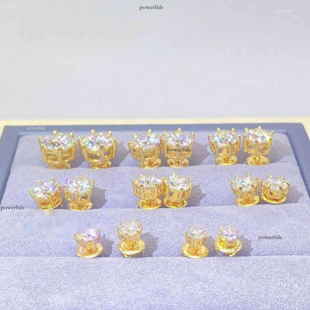 Pass Dia Tester Classic 6 Prong Sterling Sier Moissanite Screw Back Stud Earrings