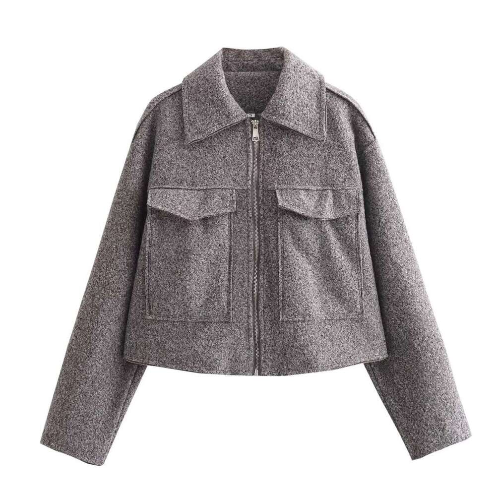 TRAFZA Autumn New Women's Fashion Casual Versatile Beaded Short Jacket Slim Fit B5