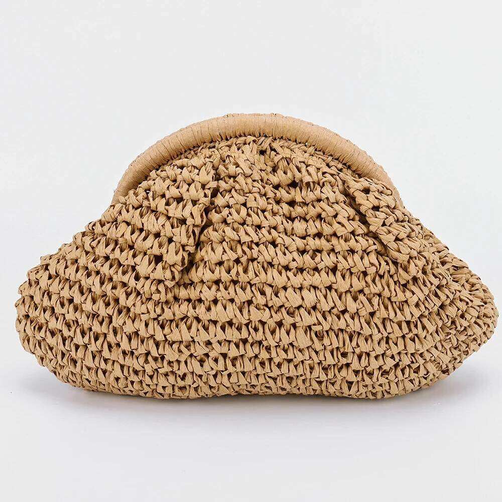 Women Straw Woven Chain Strap Stylish Crossbody Large Capacity Weaving Satchel Bag Solid Color For Party Vacation