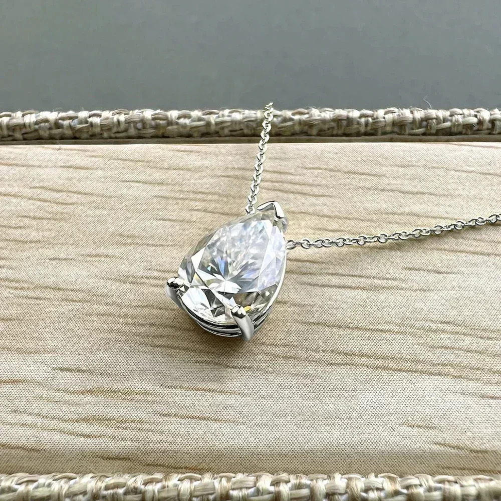 Water Drop Solitaire Pendant Necklace for Women S925 Silver 1-4Carat Pear Cut Lab Diamond Neckchain with Certificate 250714 - view 4