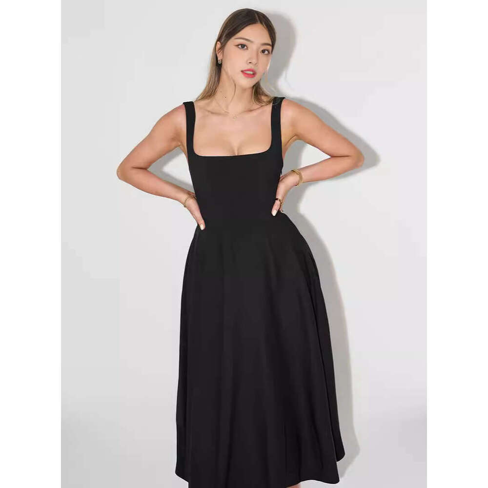 Summer New Simple Sexy Strap Slim Mid-Length Dress B5