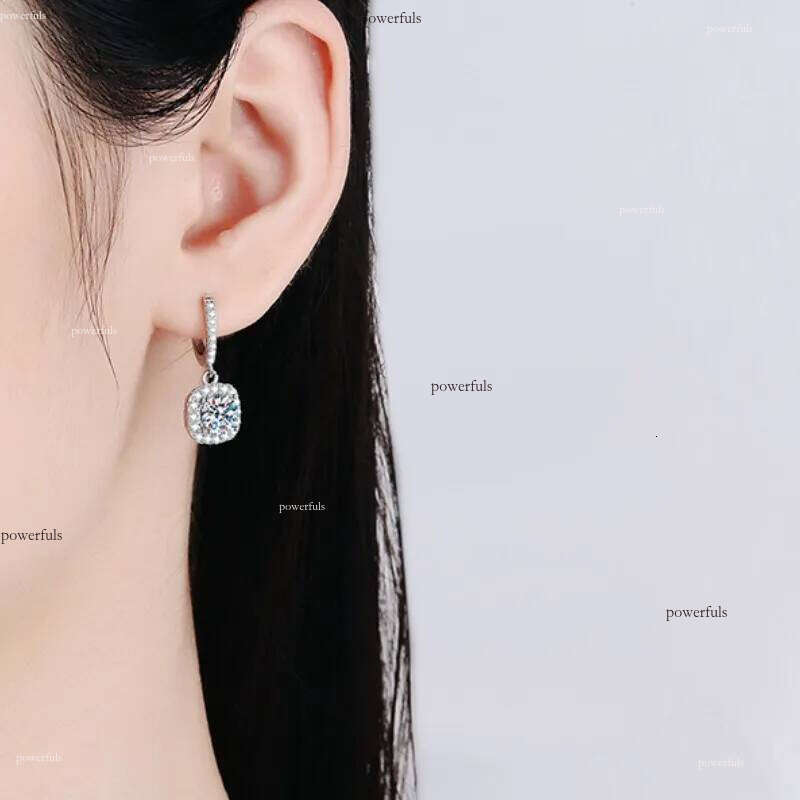 Fine Jewelry Women White Gold Plated Sterling Sier Iced Out VVS D Color Moissanite Dia Earrings For Girls Womenn 0.5t 1ct 2ct