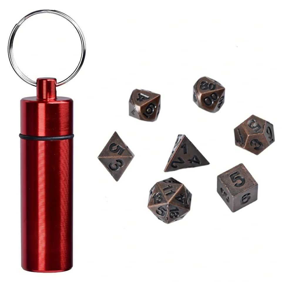 7pcs DND Mini Antique Iron Dice Set Bronze Polyhedral Metal Game Dice Set Tiny Portable Dice for Game Players X250715