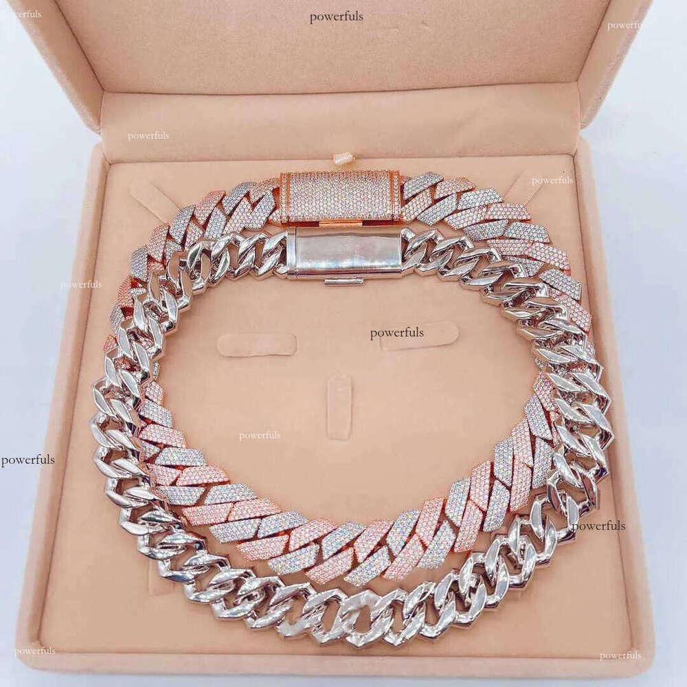 necklace moissanite chain Sterling Sier White Gold Miami Cuban Link Iced Out Lab Dia Moissanite Chain