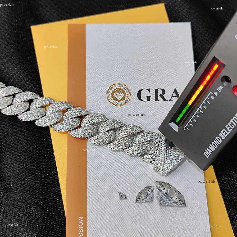 Sterling Sier VVS Moissanite Necklace 22mm Iced Out Cuban Link Chain For Men Latest Design Fine Hiphop Style Jewelry