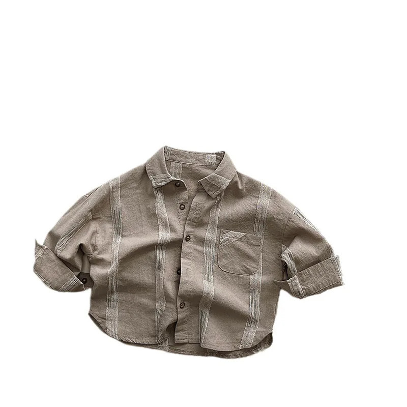 Boys Shirt Spring and Autumn Style Childrens Pure Cotton Cardigan Top Girls Korean Version Jacket Childrens Clothing 250715