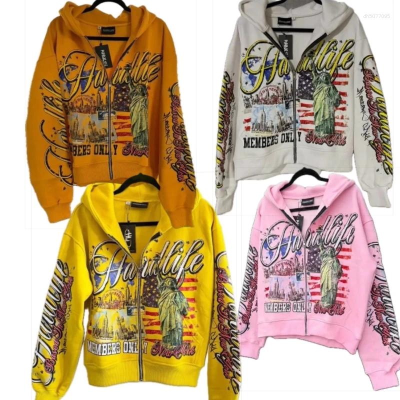 Men's Hoodies Retro Letter Printing Zipper Sweatshirt Jacket Casual Men And Women Fashion Personality Design Hoodie Hip-hop Streetwear