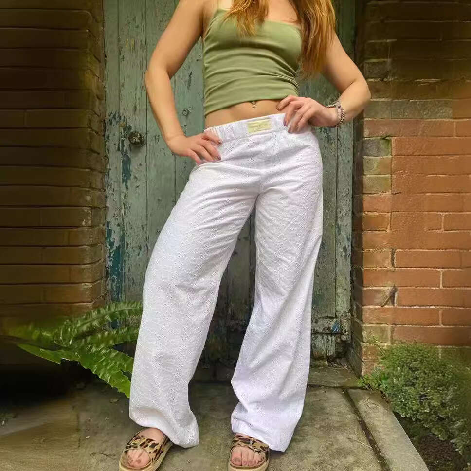 2025 New Women's Striped Wide-Leg Street INS Loose High-Waist Pants Casual Fashion Trendy Clothing