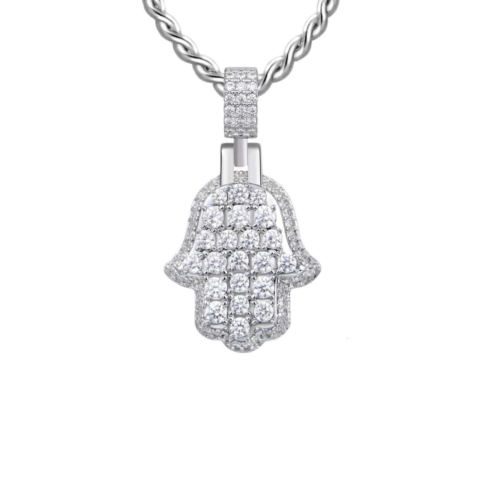 Luxury Jewelry Designer Jewelry Cross-border Palm Pendant Inlaid With AAA Zircon Exquisite Design Hip-hop Necklace Chain High-end European And America