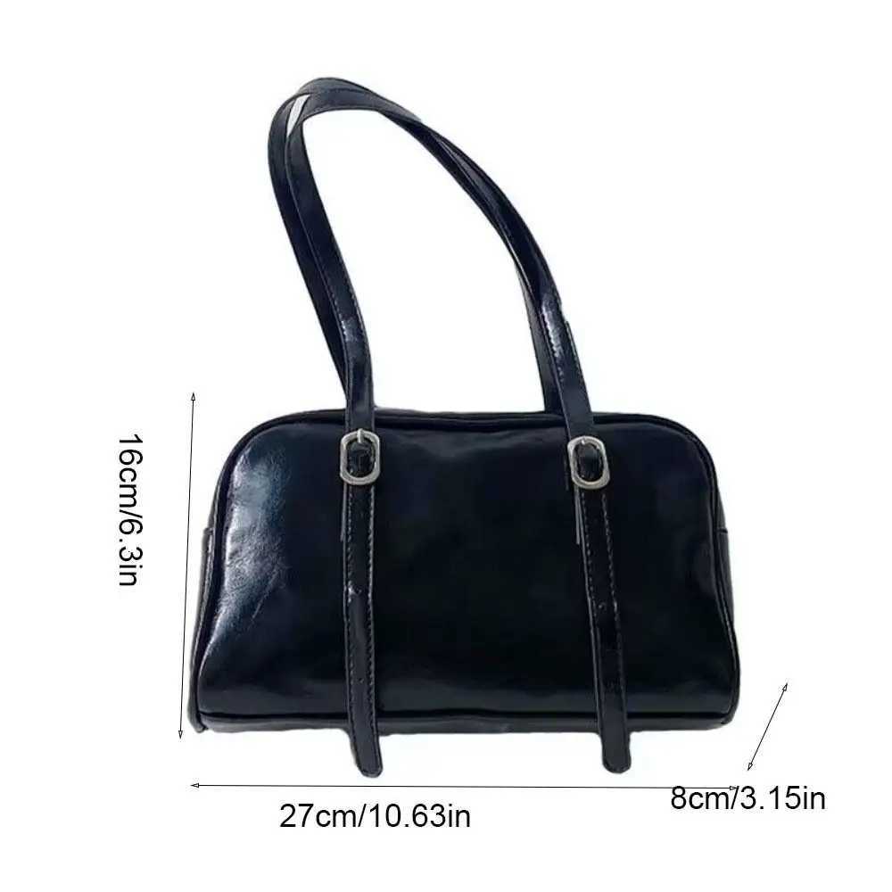 Simple Green Boston Bag Korean Style Solid Color Underarm Bag Pillow Bag PU Leather Shoulder Bag for Daily Use Y250719